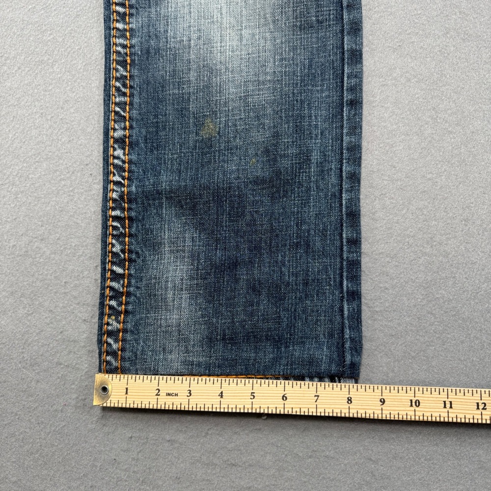 True Religion Ricky Super T Jeans Mens 30 Blue Medium Wash Relaxed Straight Flap - Picture 6 of 11